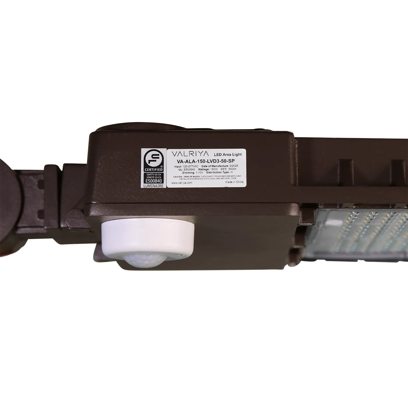 Area light close up of label