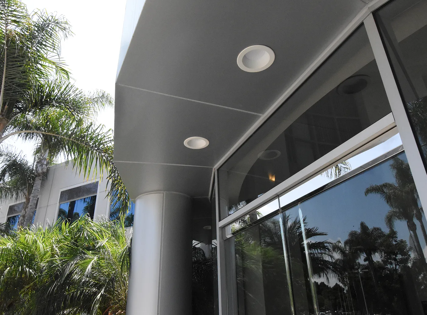 Commercial downlight installed outside