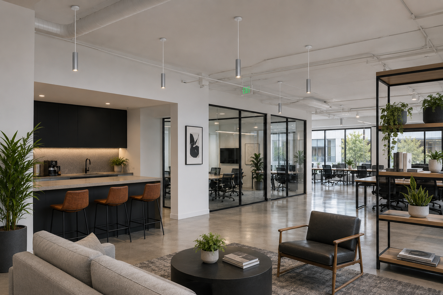Cylinder Pendant installed in an office
