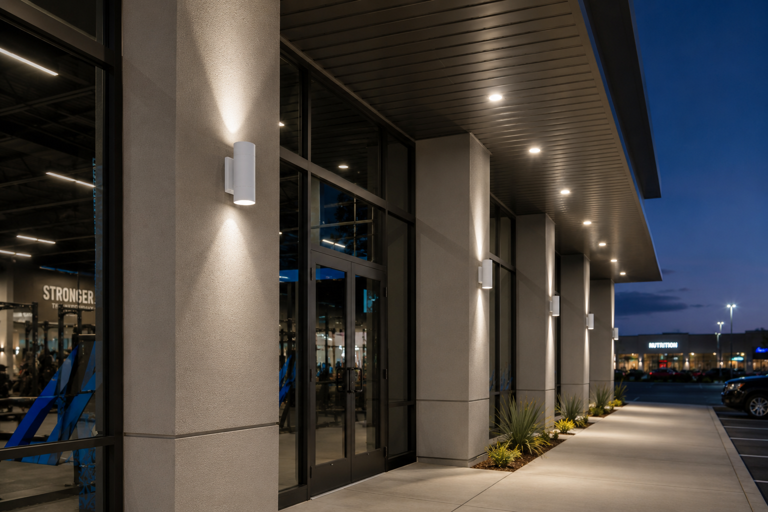 Cylinder Wall Sconce installed outside a building