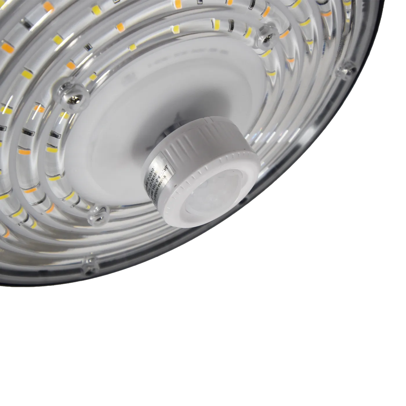 Round highbay with a sensor installed