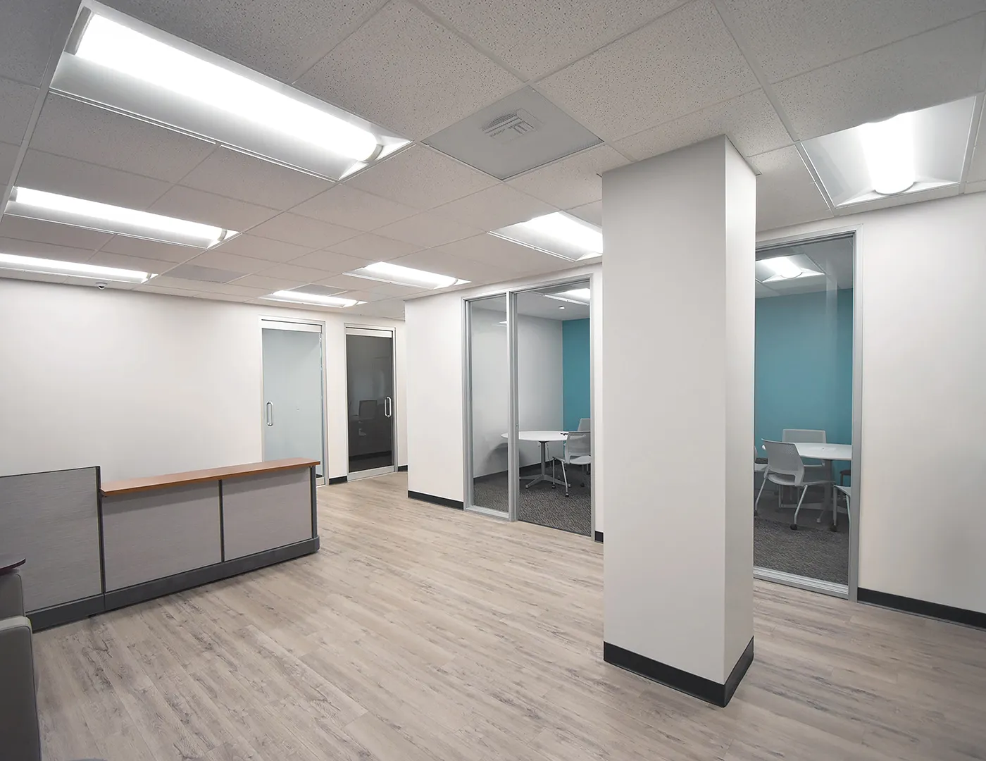 Retrofit troffer installed in an office