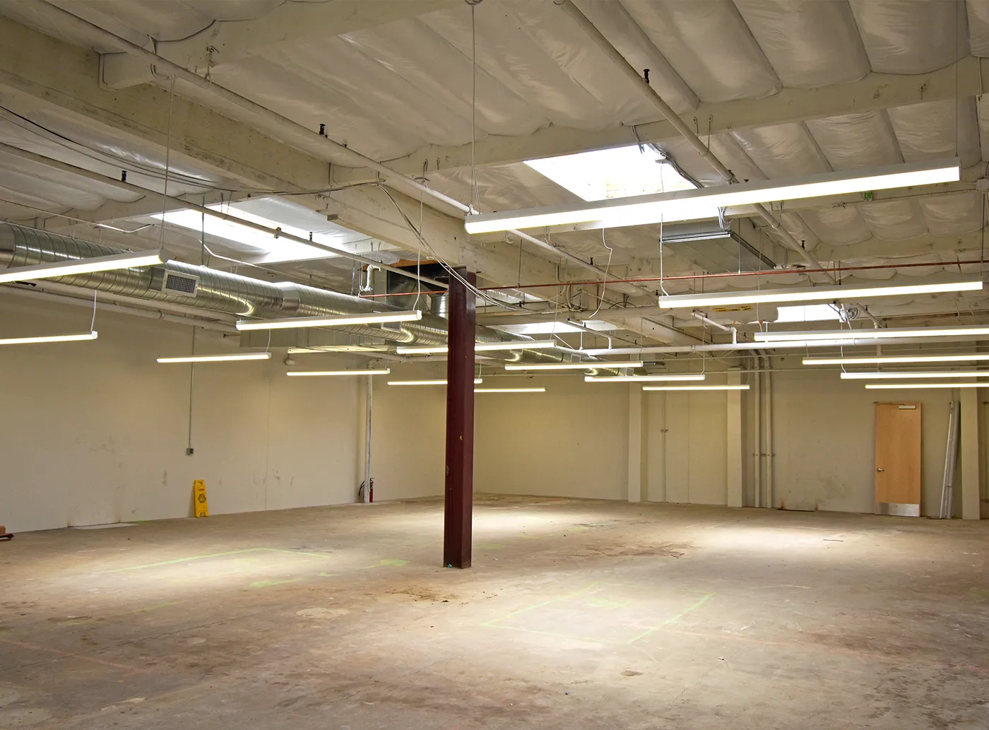 Strip light installed in a warehouse