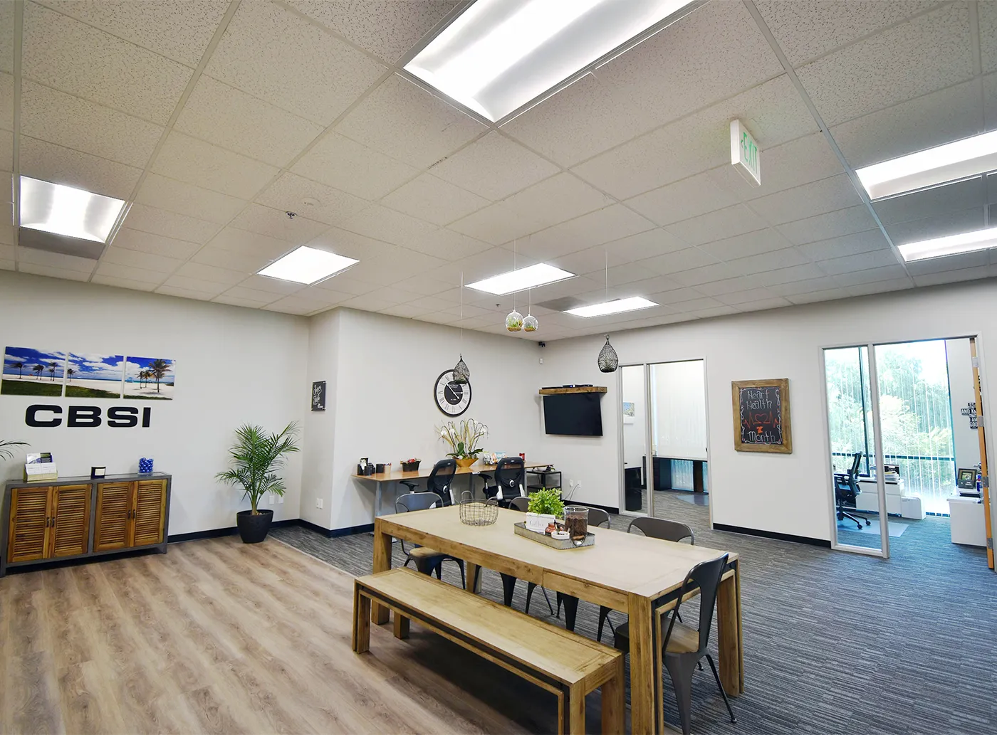 Troffer installed in a grid ceiling