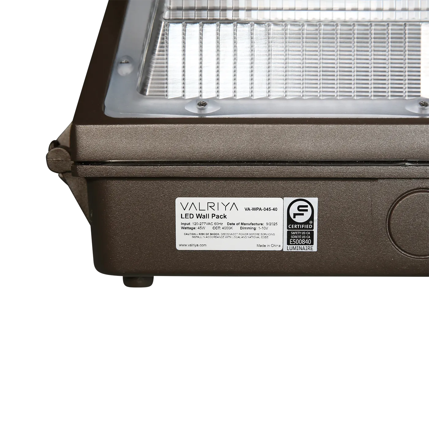 Wall Pack Light label